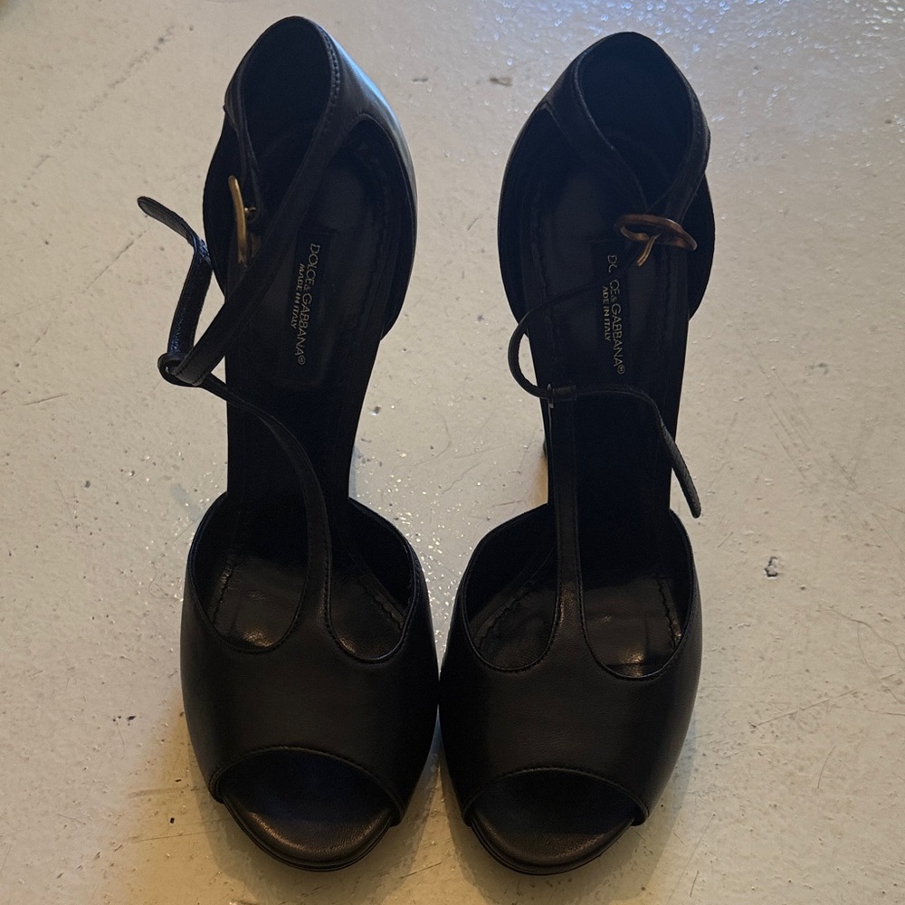 Dolce & Gabbana Black Peep-Toe Heels